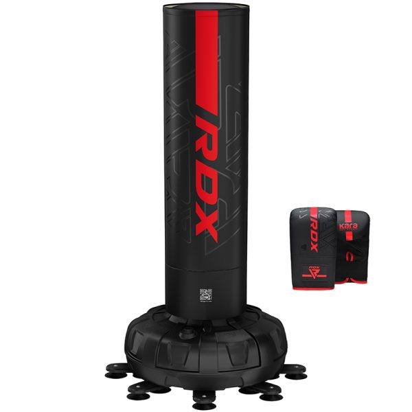 PBFS-F6R-6FT_Image_1.jpg RDX F6 6ft Kara Red & Black Free-Standing Punch Bag With Mitts Set