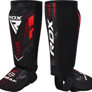 RDX IMMAF Approved Neoprene Shin Instep Guards Red