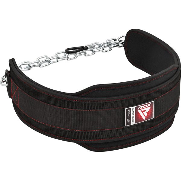 RDX T7 Weight Training Dipping Belt With Chain - Black